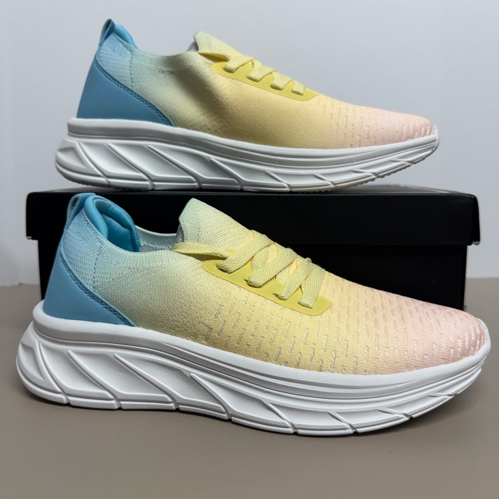 J/SLIDES Yellow and Blue Gradient Sneakers